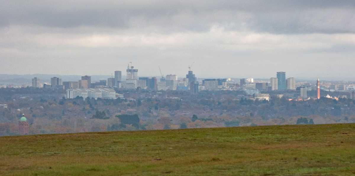Birmingham skyline from Beacon Hill at the Lickey Hills (November 2020)